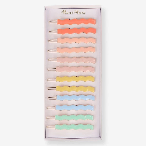 Meri Meri Enamel Wavy Hair Clips (set Of 12) 3 Meri Meri Enamel Wavy Hair Clips (set Of 12)