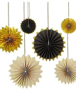 Meri Meri Black And Gold Pinwheel Decorations