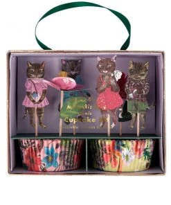 Meri Meri Nathalie Lete Flora Cat Cupcake Kit Set Of 24 Toppers