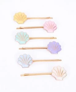 Meri Meri Enamel Shell Hair Slides (set Of 6)
