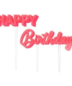 Meri Meri Happy Birthday Pink Acrylic Toppers Set Of 2