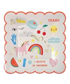 Meri Meri Rainbow & Unicorn Plates Small