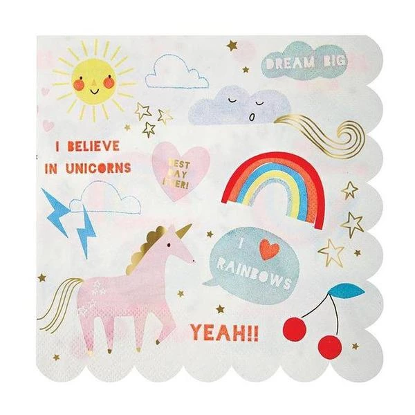 Meri Meri Rainbow Unicorn Napkins 3 Meri Meri Rainbow Unicorn Napkins