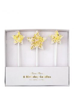 Meri Meri Gold Glitter Star Candles Set Of 6