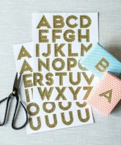 Meri Meri 10 Gold Glitter Alphabet Sticker Sheets