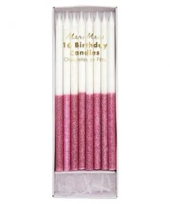 Meri Meri Pink Glitter Dipped Candles