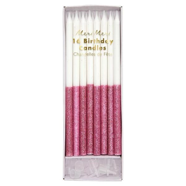 Meri Meri Pink Glitter Dipped Candles 3 Meri Meri Pink Glitter Dipped Candles