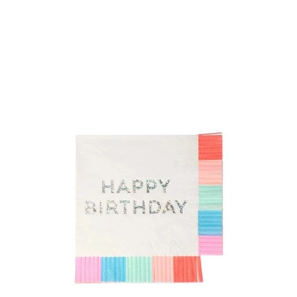 Meri Meri Birthday Fringed Small Napkins By 3 Meri Meri Birthday Fringed Small Napkins By