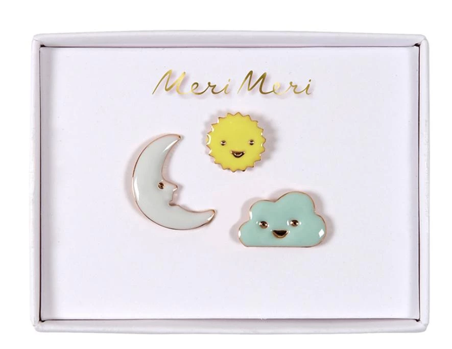 Meri Meri Sun Moon And Cloud Enamel Pins 3 Meri Meri Sun Moon And Cloud Enamel Pins