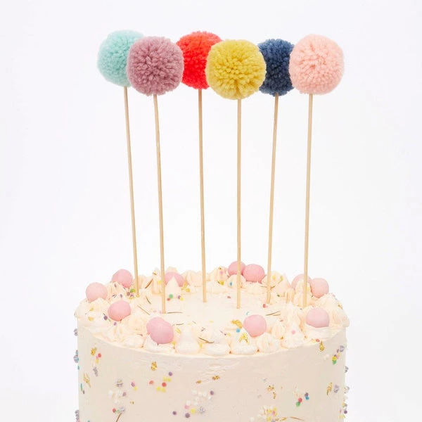 Meri Meri Multi Pompom Cake Toppers 3 Meri Meri Multi Pompom Cake Toppers
