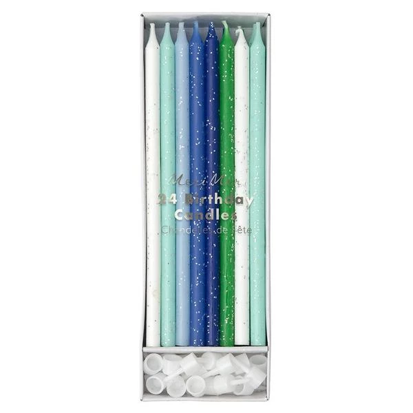 Meri Meri Blue Glitter Candles 3 Meri Meri Blue Glitter Candles