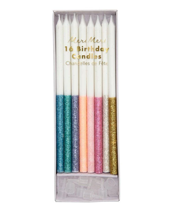 Meri Meri Multicolor Dipped Glitter Candles 3 Meri Meri Multicolor Dipped Glitter Candles