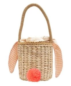 Meri Meri Gingham Bunny Straw Bag