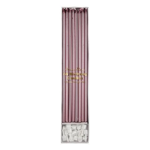 Meri Meri Metallic Pink Long Candles 3 Meri Meri Metallic Pink Long Candles