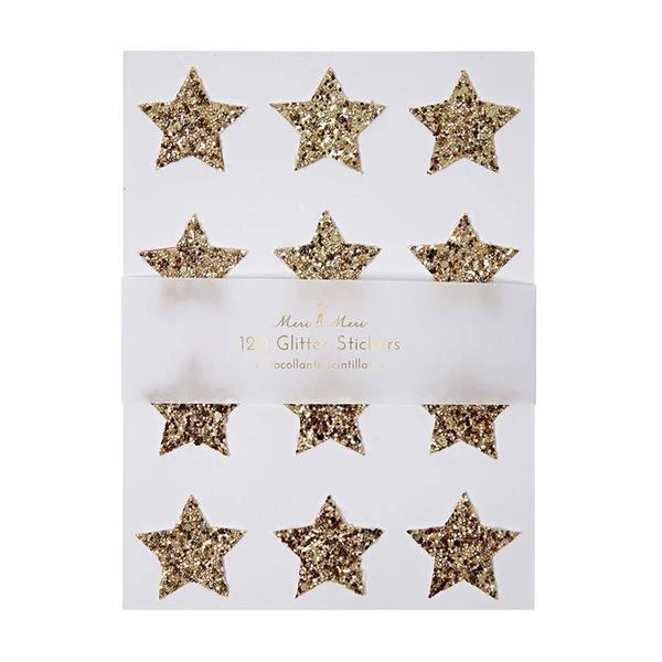 Meri Meri Gold Star Glitter Christmas Stickers 3 Meri Meri Gold Star Glitter Christmas Stickers