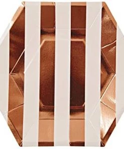 Meri Meri Rose Gold Stripe Larg Plates