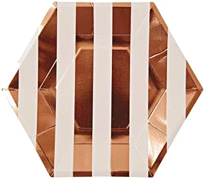 Meri Meri Rose Gold Stripe Larg Plates 3 Meri Meri Rose Gold Stripe Larg Plates