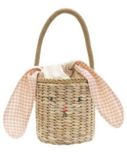 Meri Meri Gingham Bunny Straw Bag