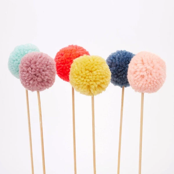 Meri Meri Multi Pompom Cake Toppers 4 Meri Meri Multi Pompom Cake Toppers