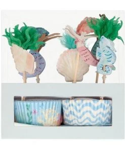 Meri Meri Set of 24 Toppers Mermaid Cupcake Kit
