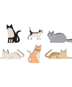 Meri Meri Set de 6 grands crackers Chats contenant un petit chat en bois