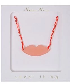 Meri Meri Pink and White Lips Necklace