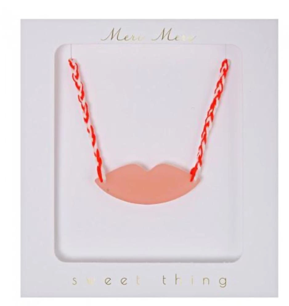 Meri Meri Pink and White Lips Necklace 3 Meri Meri Pink and White Lips Necklace