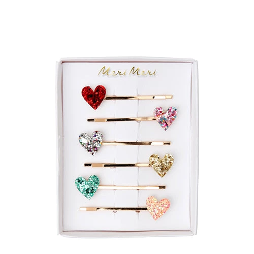 Meri Meri Heart Glitter Hair Slides 3 Meri Meri Heart Glitter Hair Slides