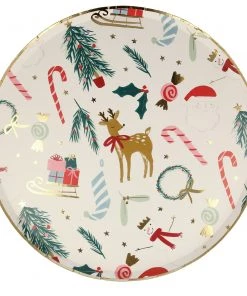 Meri Meri Pack of 8 Festive Motif Dinner Plates