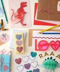 Meri Meri Rainbow Glitter Heart Stickers - Set Of 8 Sheets