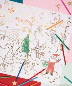 Meri Meri Set de 2 grandes affiches à colorier pour Noël – détails dorés