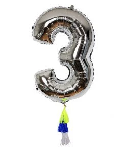 Meri Meri Silver Fancy number balloon