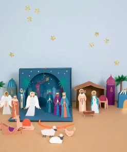 Meri Meri Calendrier de l'avent Crèche en papier sous la forme d'un livre