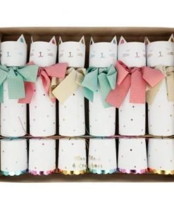 Meri Meri Set de 6 grands crackers Chats contenant un petit chat en bois