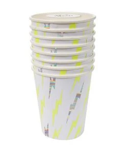 Meri Meri Pack of 8 Holographic Silver Zap Cups