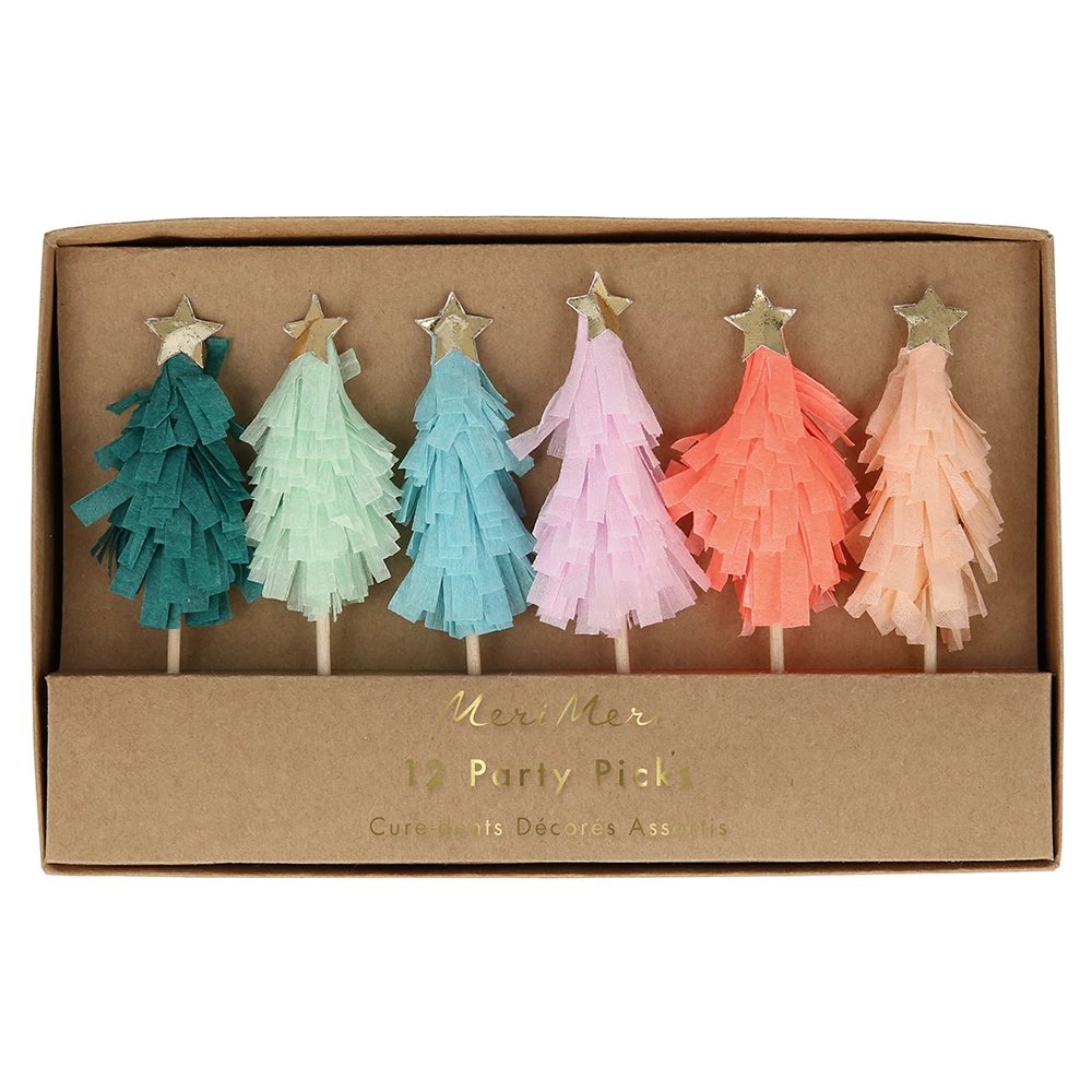 Meri Meri Pack of 12 Rainbow Fringe Tree Party Picks 3 Meri Meri Pack of 12 Rainbow Fringe Tree Party Picks