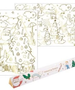 Meri Meri Set de 2 grandes affiches à colorier pour Noël – détails dorés